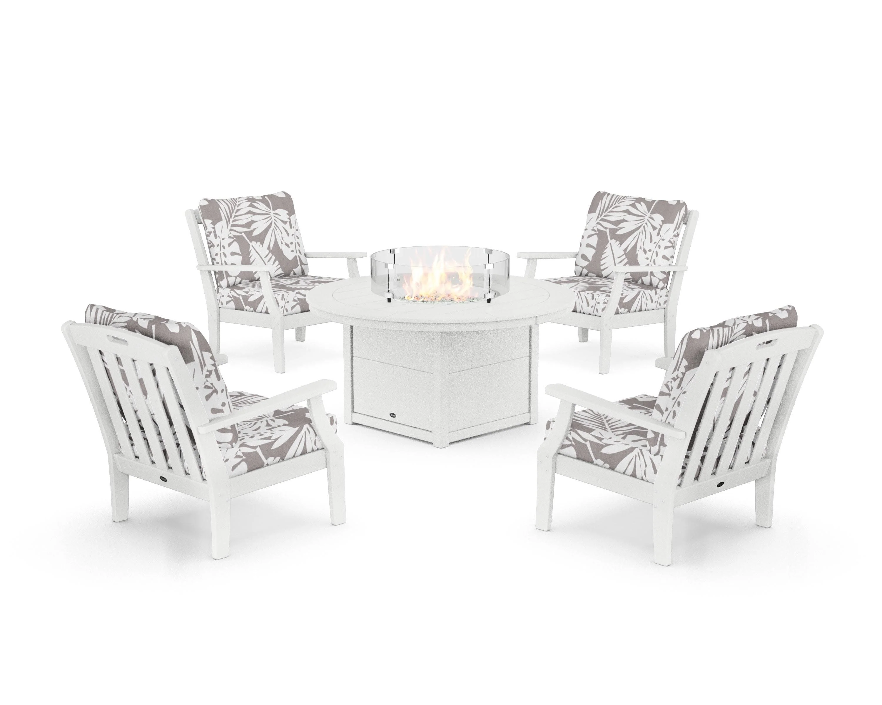 Yacht Club 5-Piece Deep Seating Set with Round Fire Pit Table