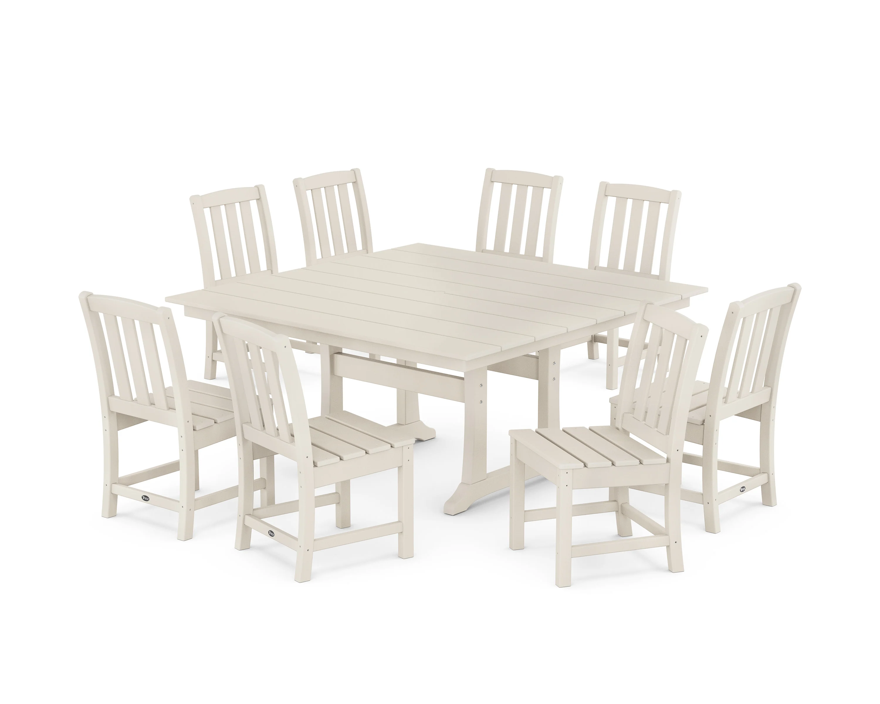 Cape Cod Side Chair 9-Piece Square Farmhouse Dining Set with Trestle Legs