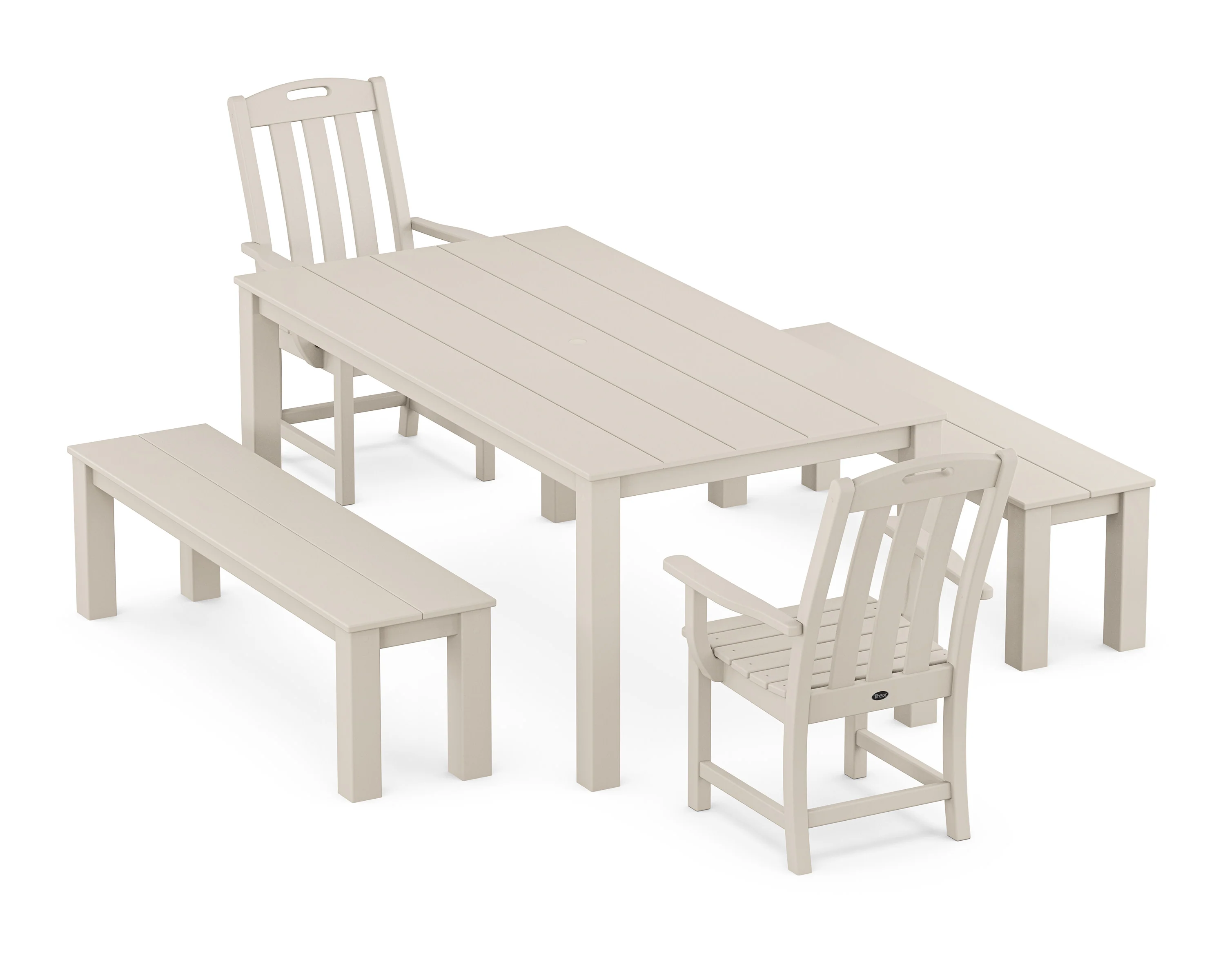 Yacht Club 5-Piece Parsons Dining Set with Benches