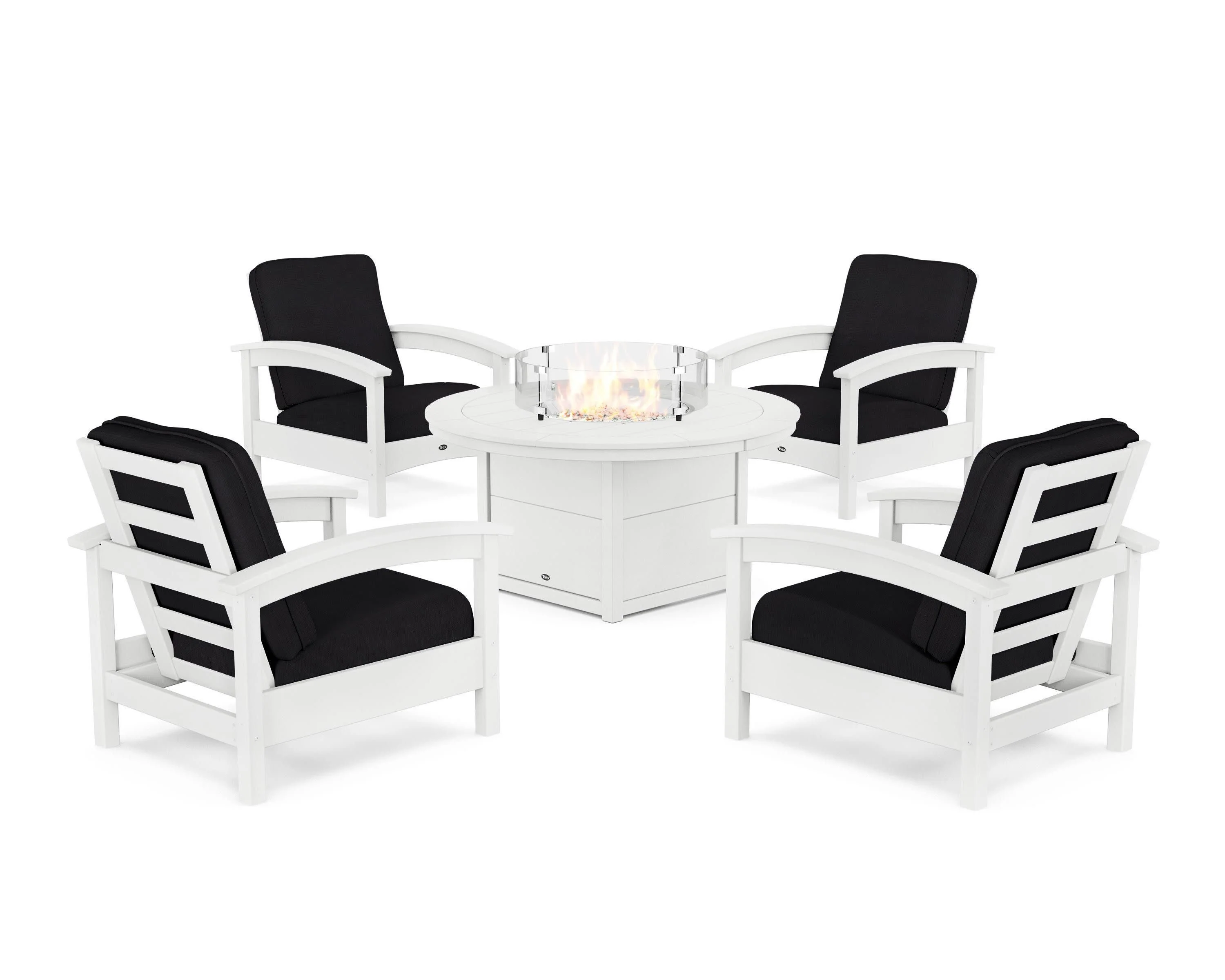 Rockport 5-Piece Deep Seating Set with Round Fire Pit Table