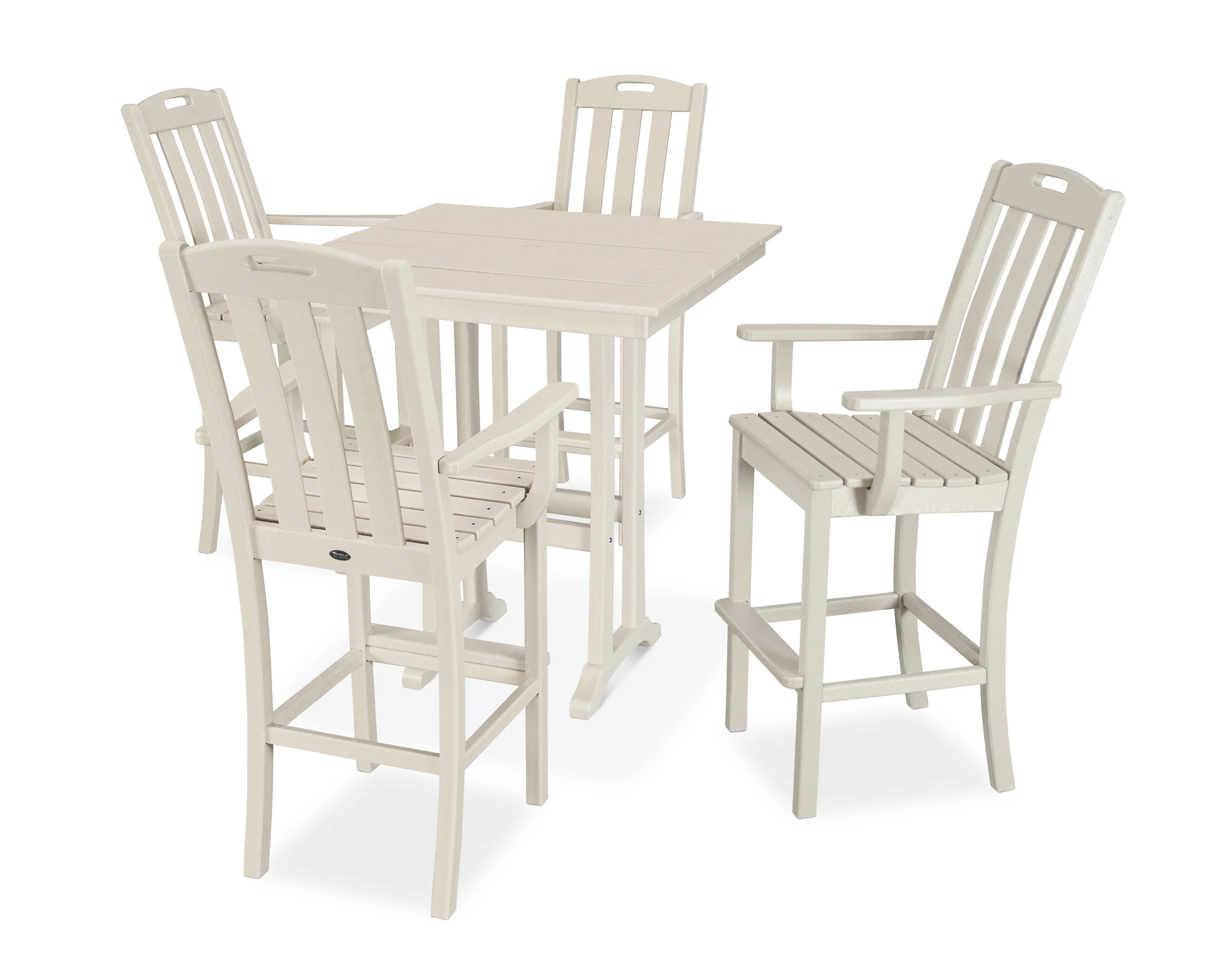 Yacht Club 5-Piece Farmhouse Trestle Arm Chair Bar Set