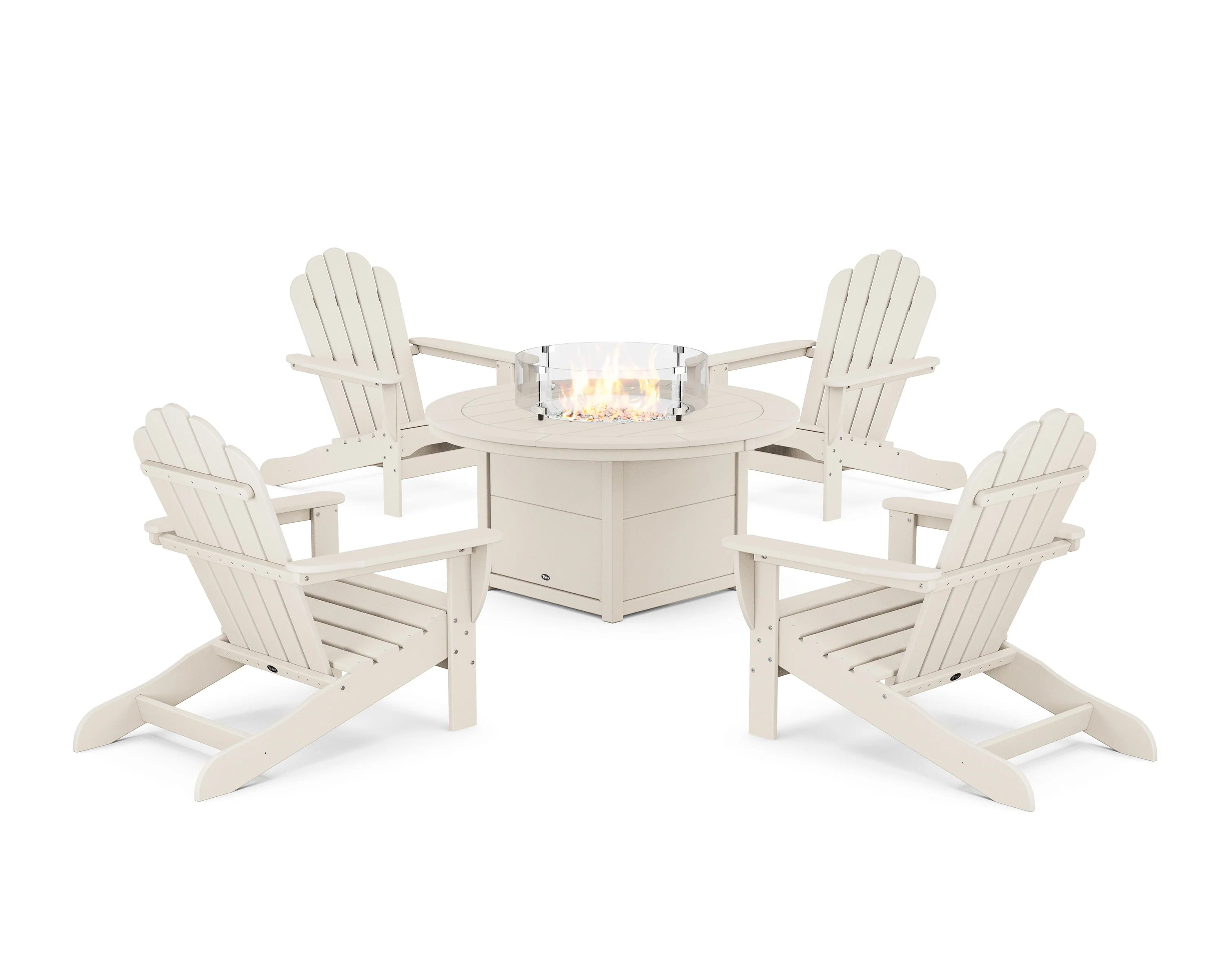 5-Piece Monterey Bay Oversized Adirondack Conversation Set with Fire Pit Table