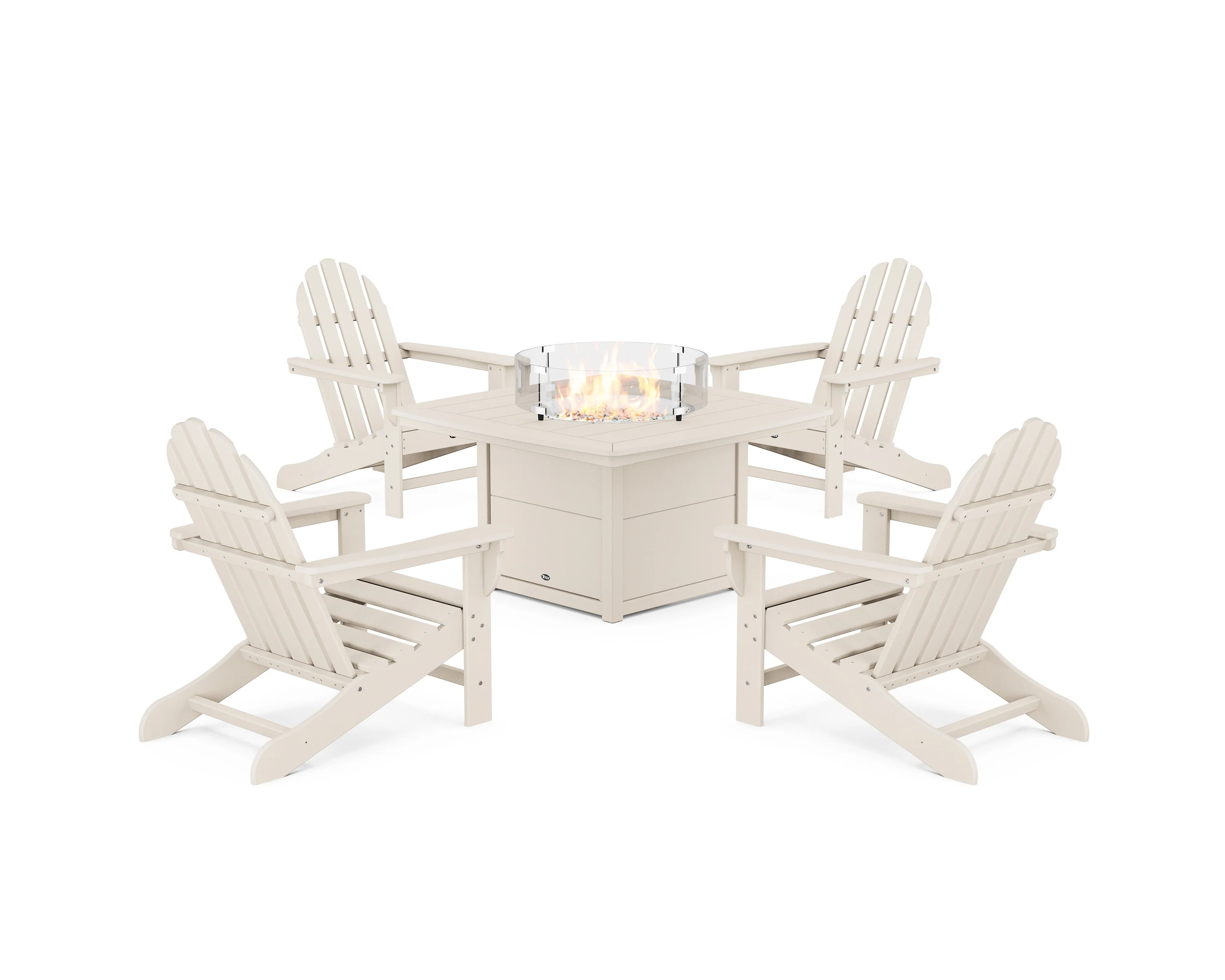 Cape Cod Adirondack 5-Piece Set with Yacht Club Fire Pit Table