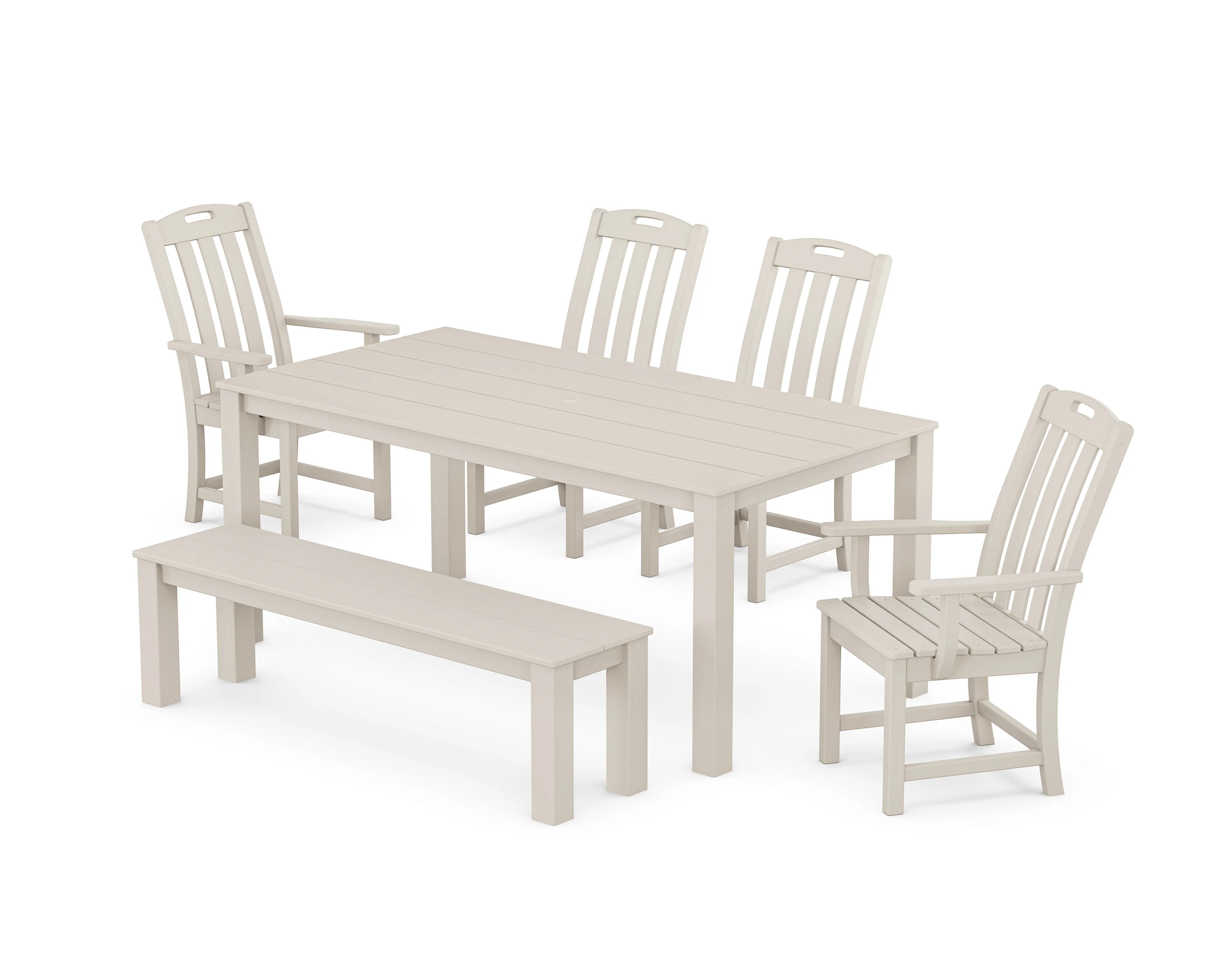 Yacht Club 6-Piece Parsons Dining Set with Bench