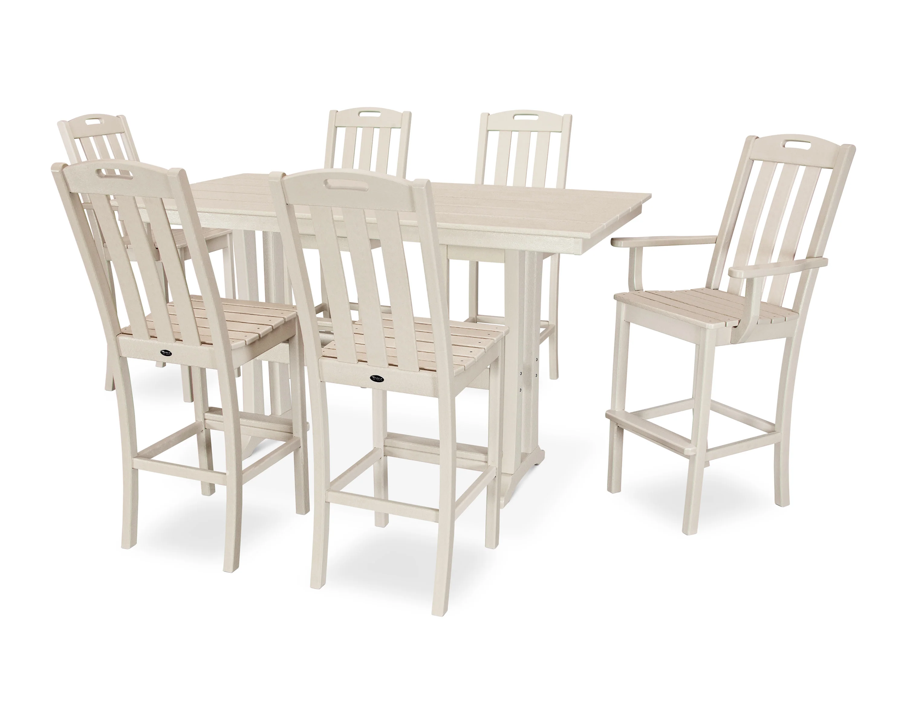 Yacht Club 7-Piece Farmhouse Trestle Bar Set