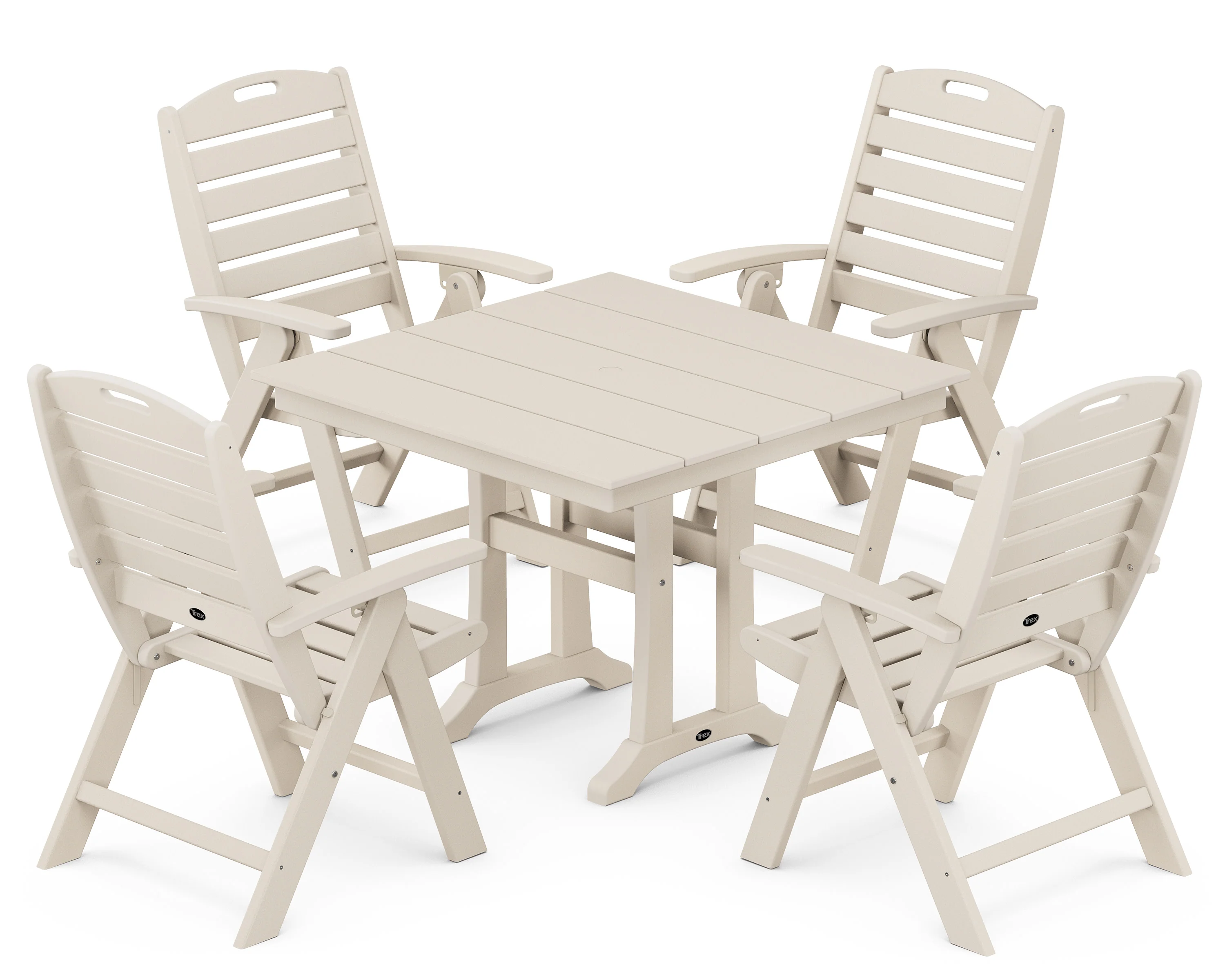 Yacht Club Highback 5-Piece Farmhouse Trestle Dining Set