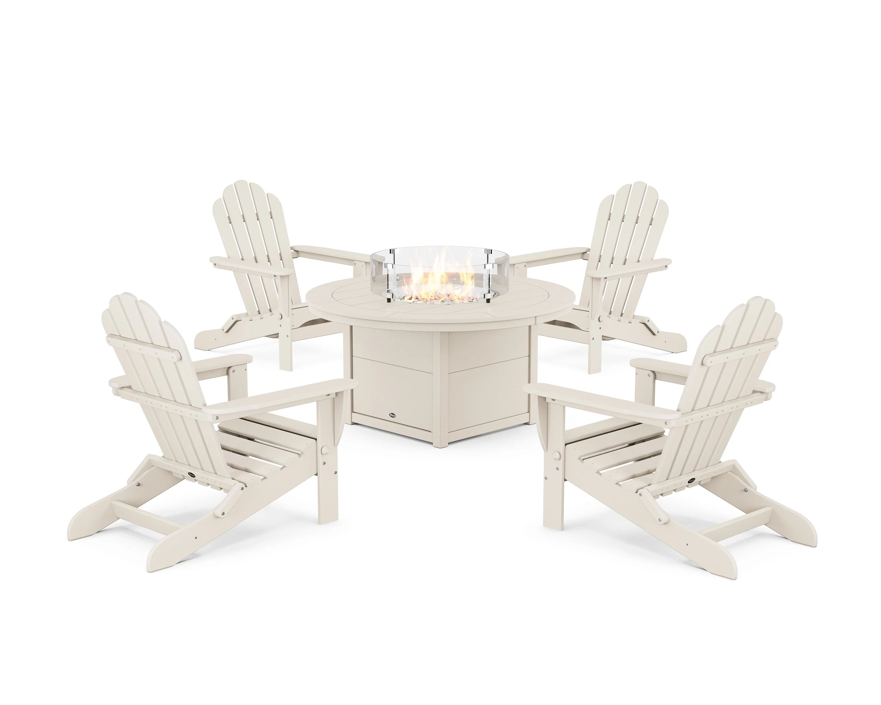 5-Piece Monterey Bay Folding Adirondack Conversation Set with Fire Pit Table