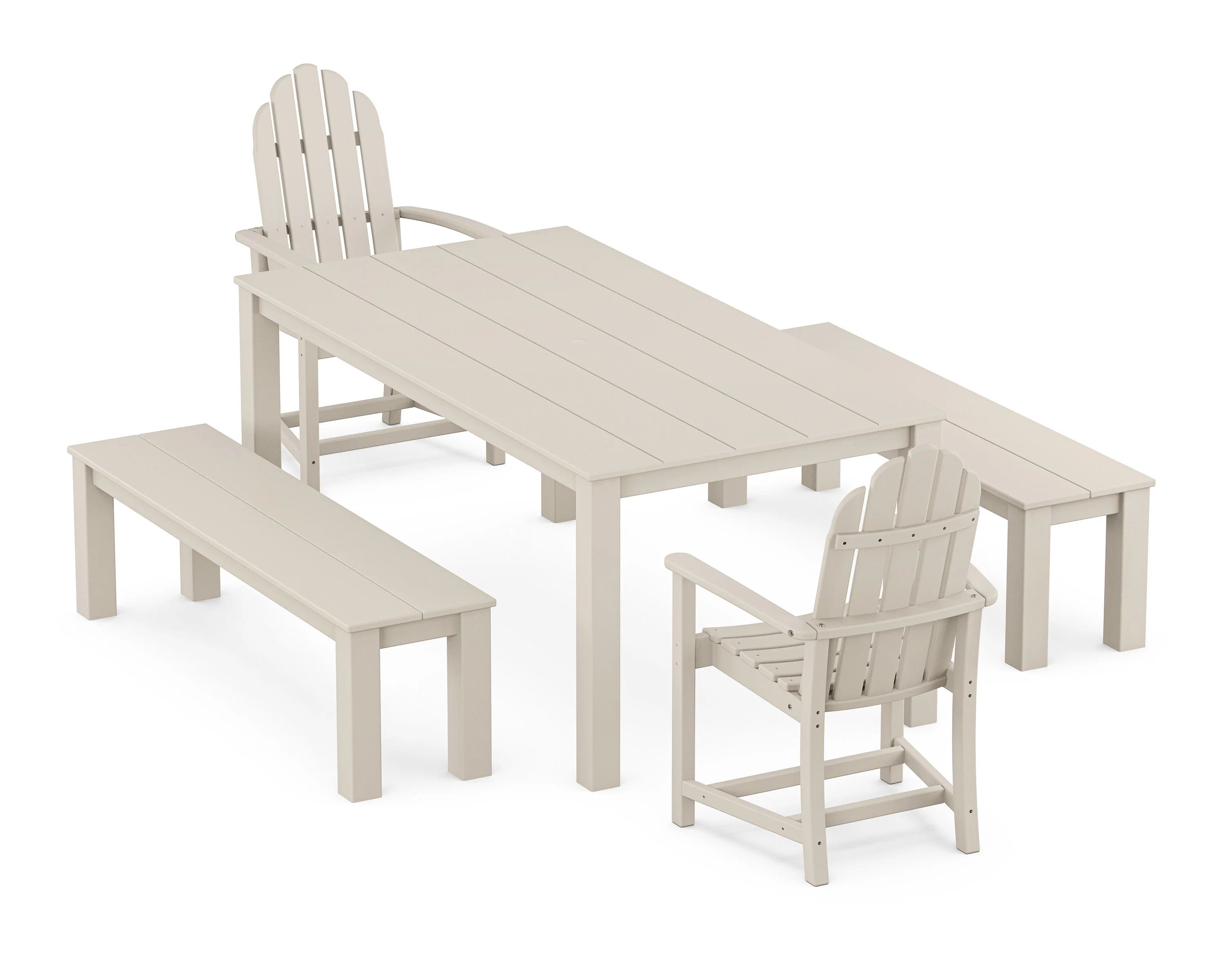 Cape Cod Adirondack 5-Piece Parsons Dining Set with Benches