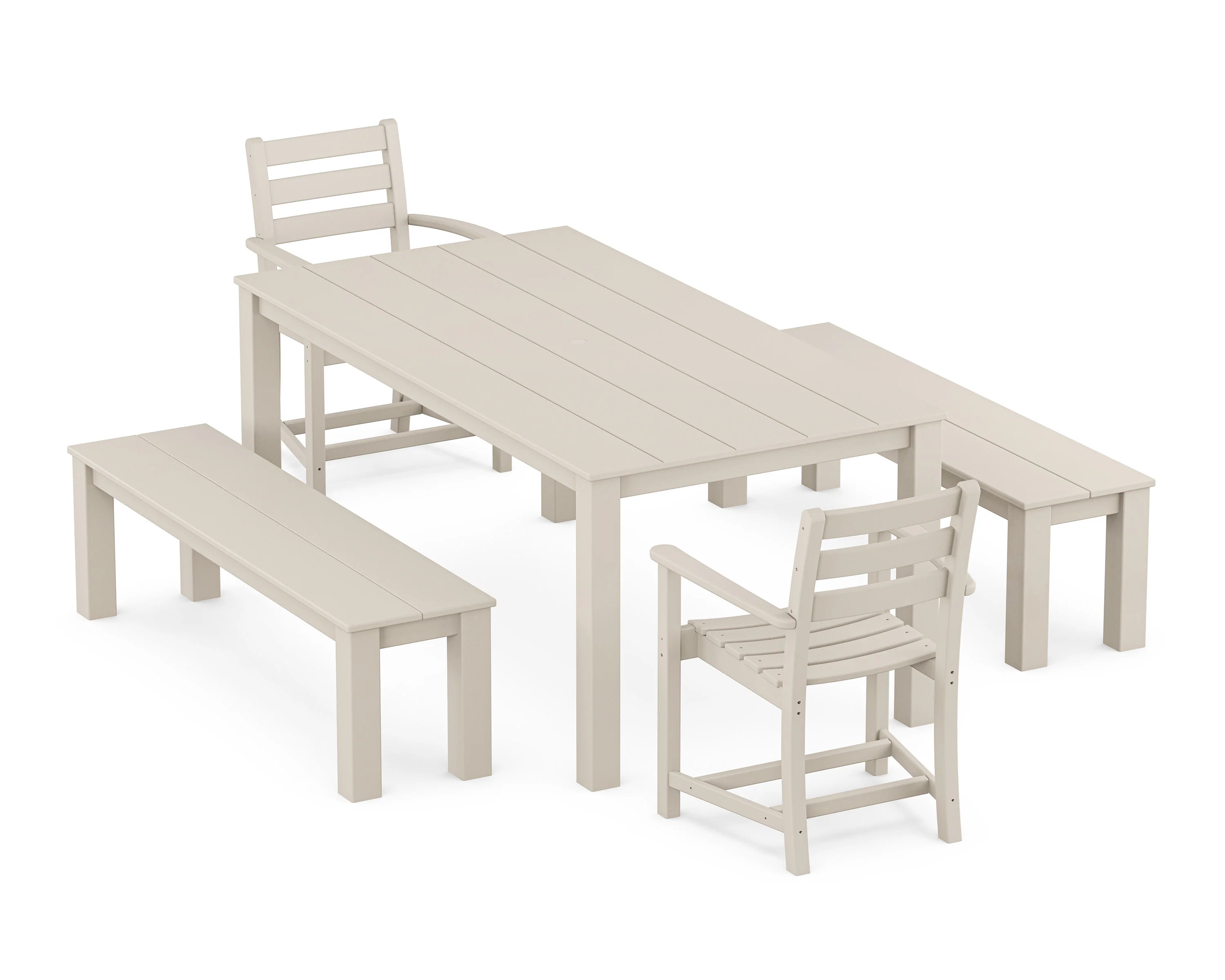Monterey Bay 5-Piece Parsons Dining Set with Benches