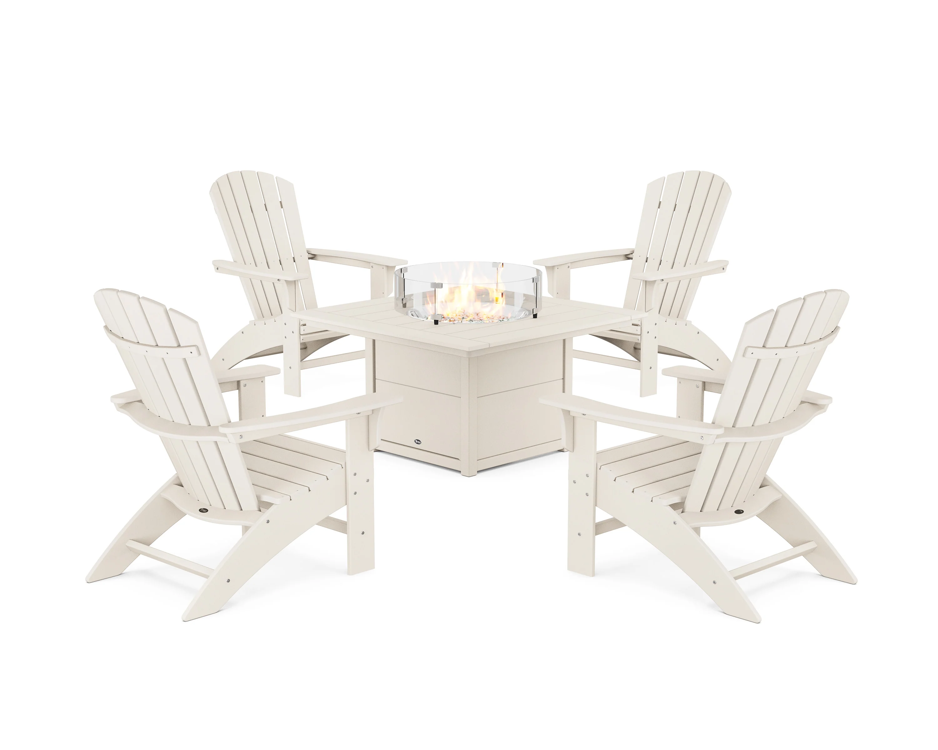 Yacht Club Adirondack 5-Piece Set with Square Fire Pit Table