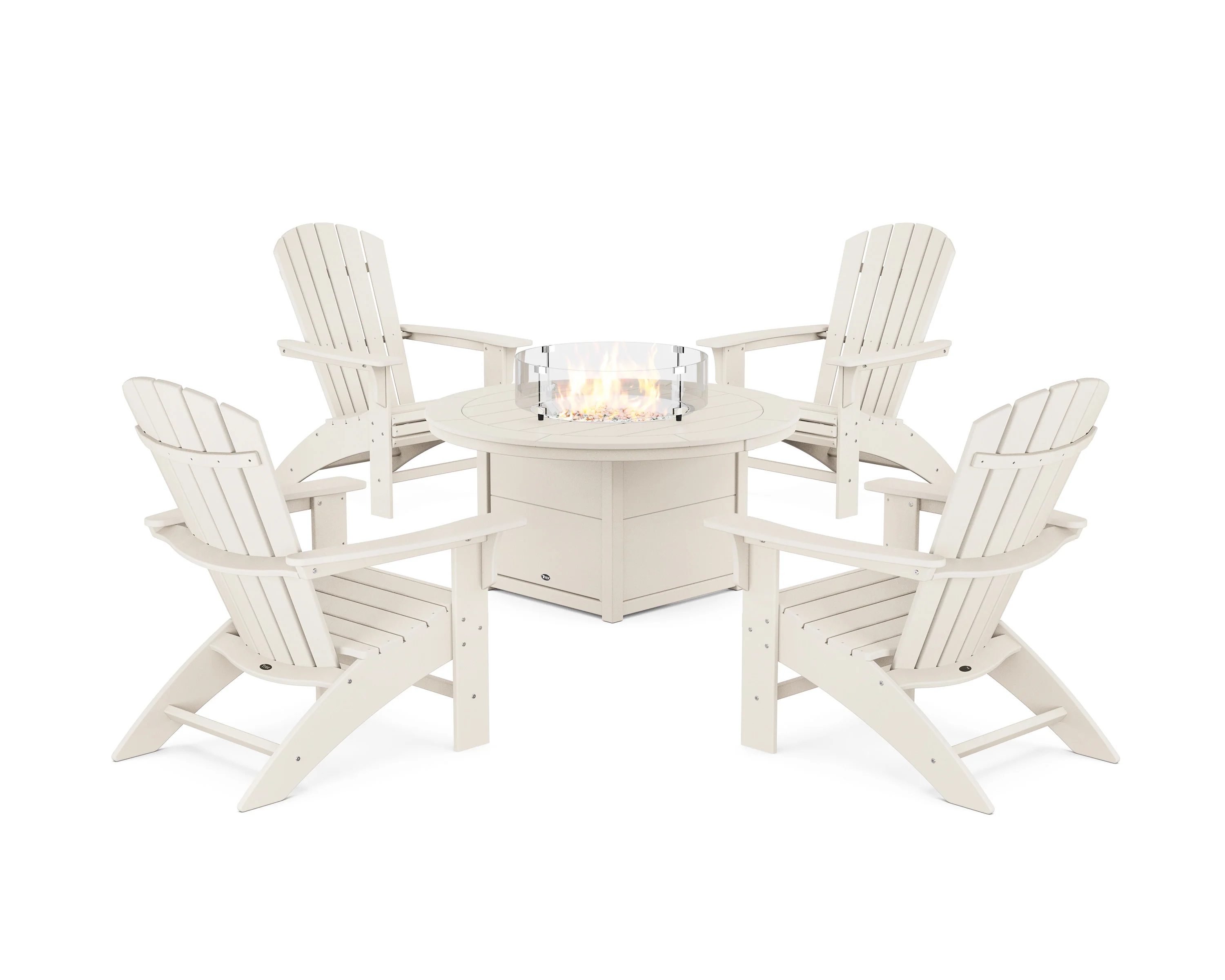 Yacht Club Adirondack 5-Piece Set with Round Fire Pit Table