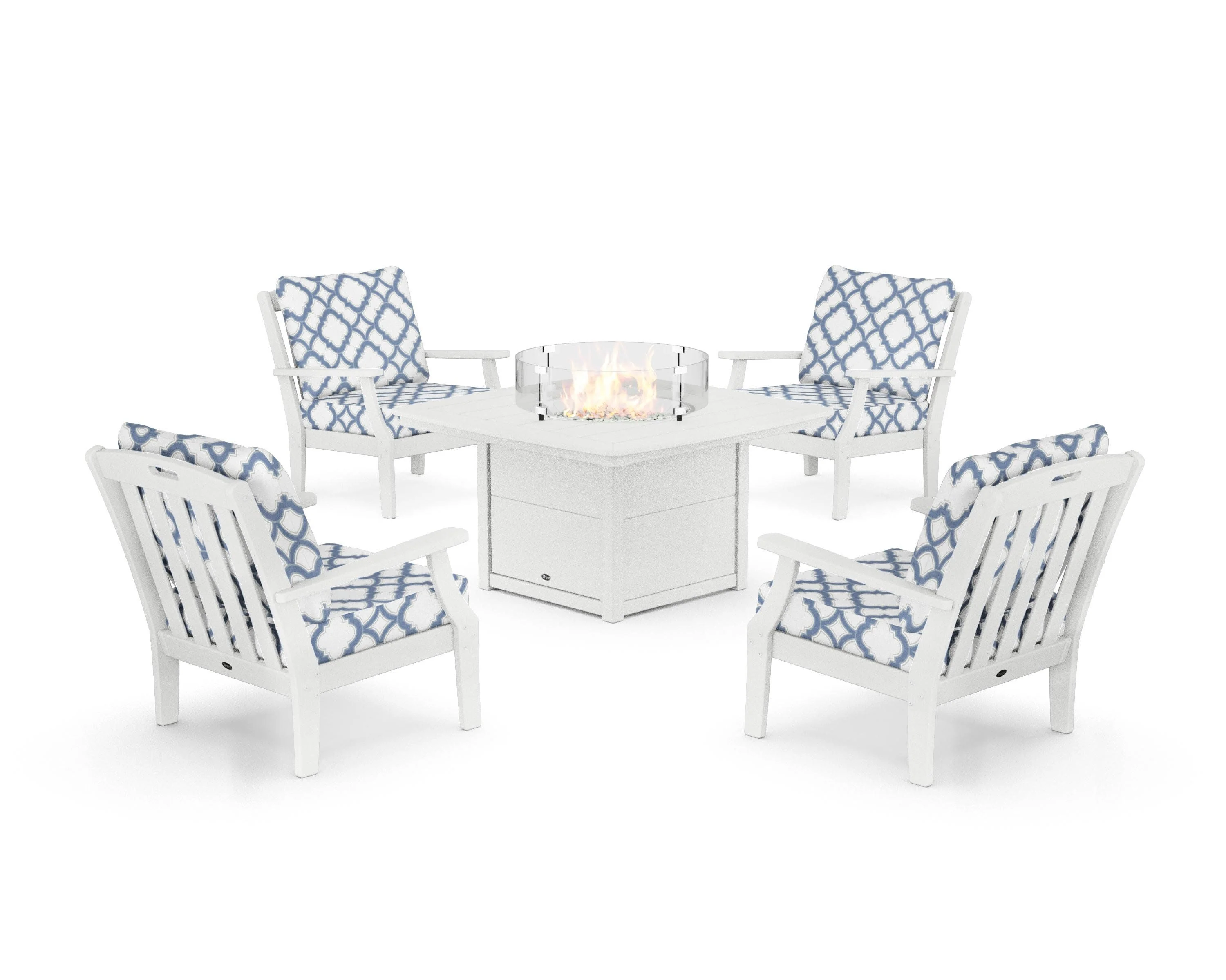 Yacht Club 5-Piece Deep Seating Set with Fire Pit Table