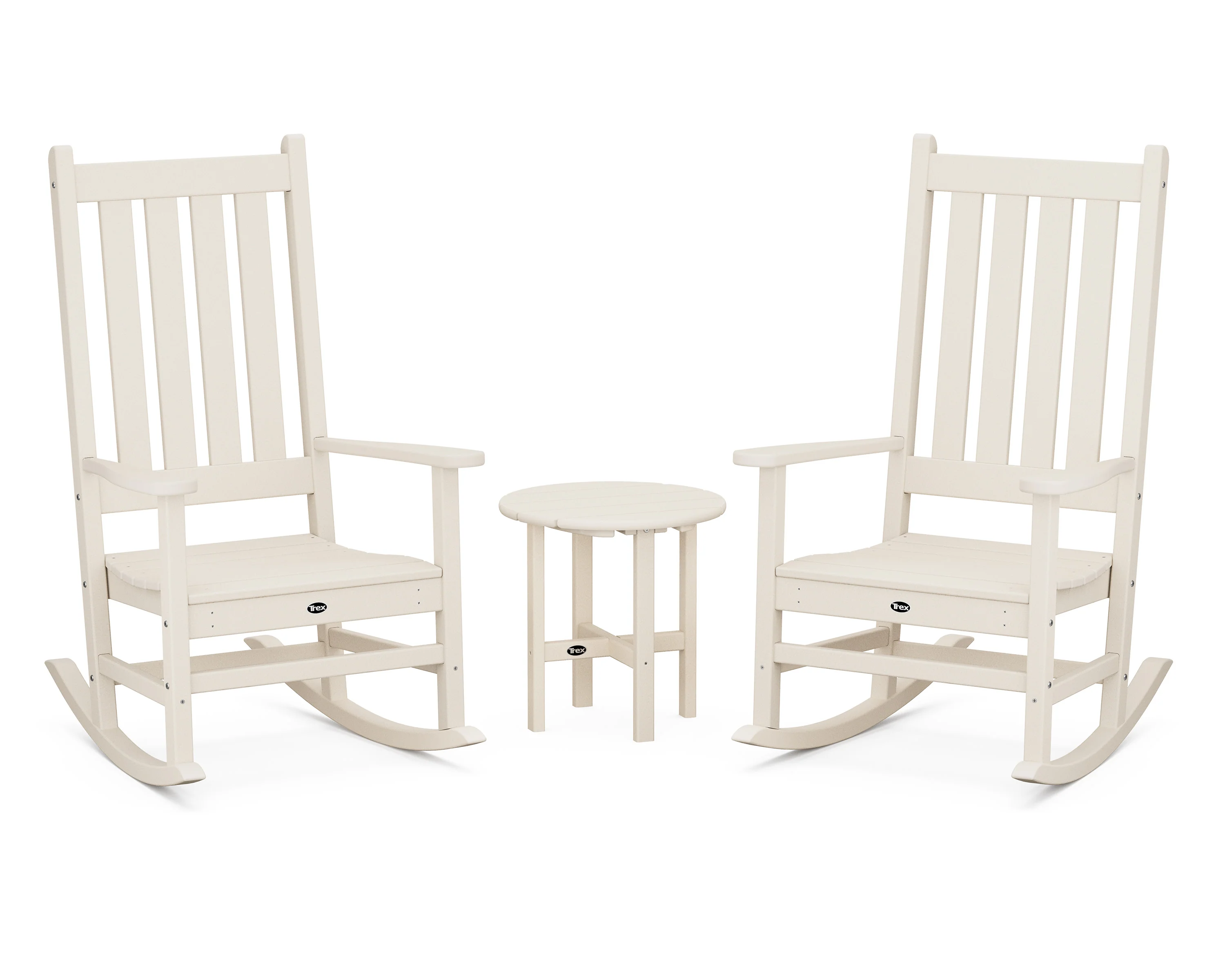 Cape Cod 3-Piece Porch Rocking Chair Set with Cape Cod Round 18 Side Table