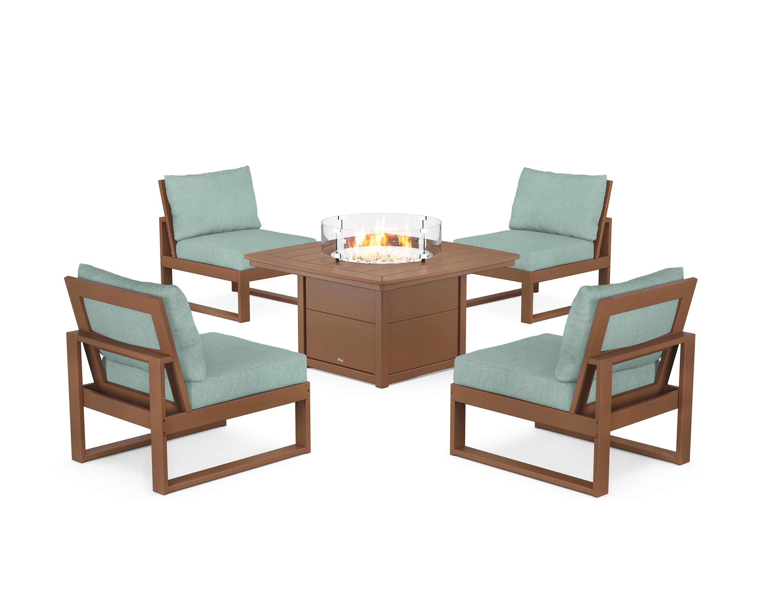 Eastport Modular 5-Piece Deep Seating Set with Yacht Club Fire Pit Table