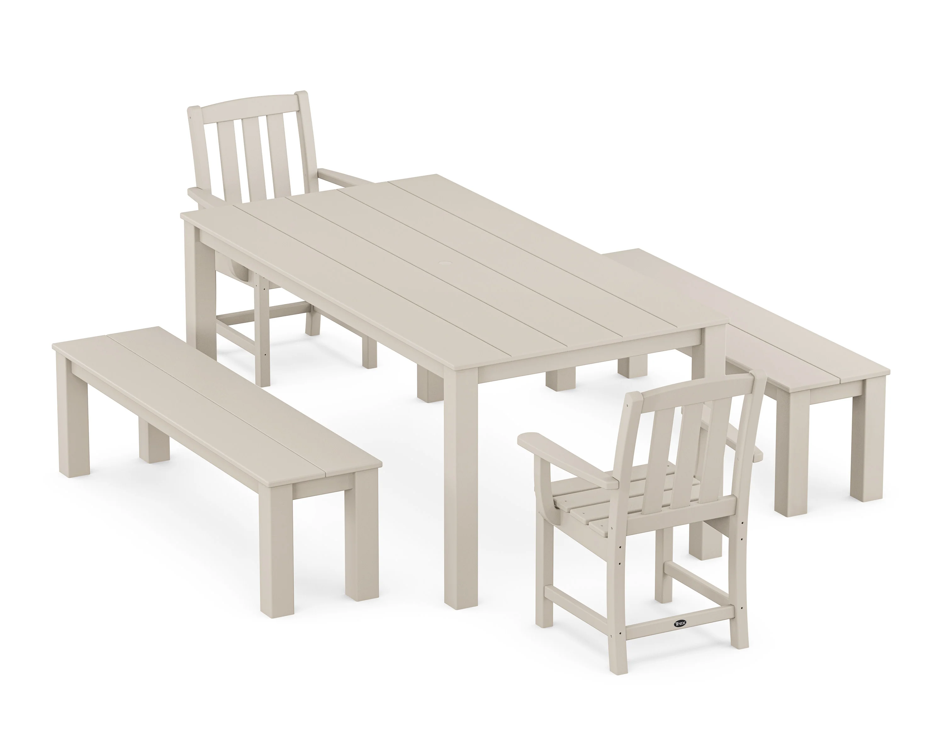 Cape Cod 5-Piece Parsons Dining Set with Benches