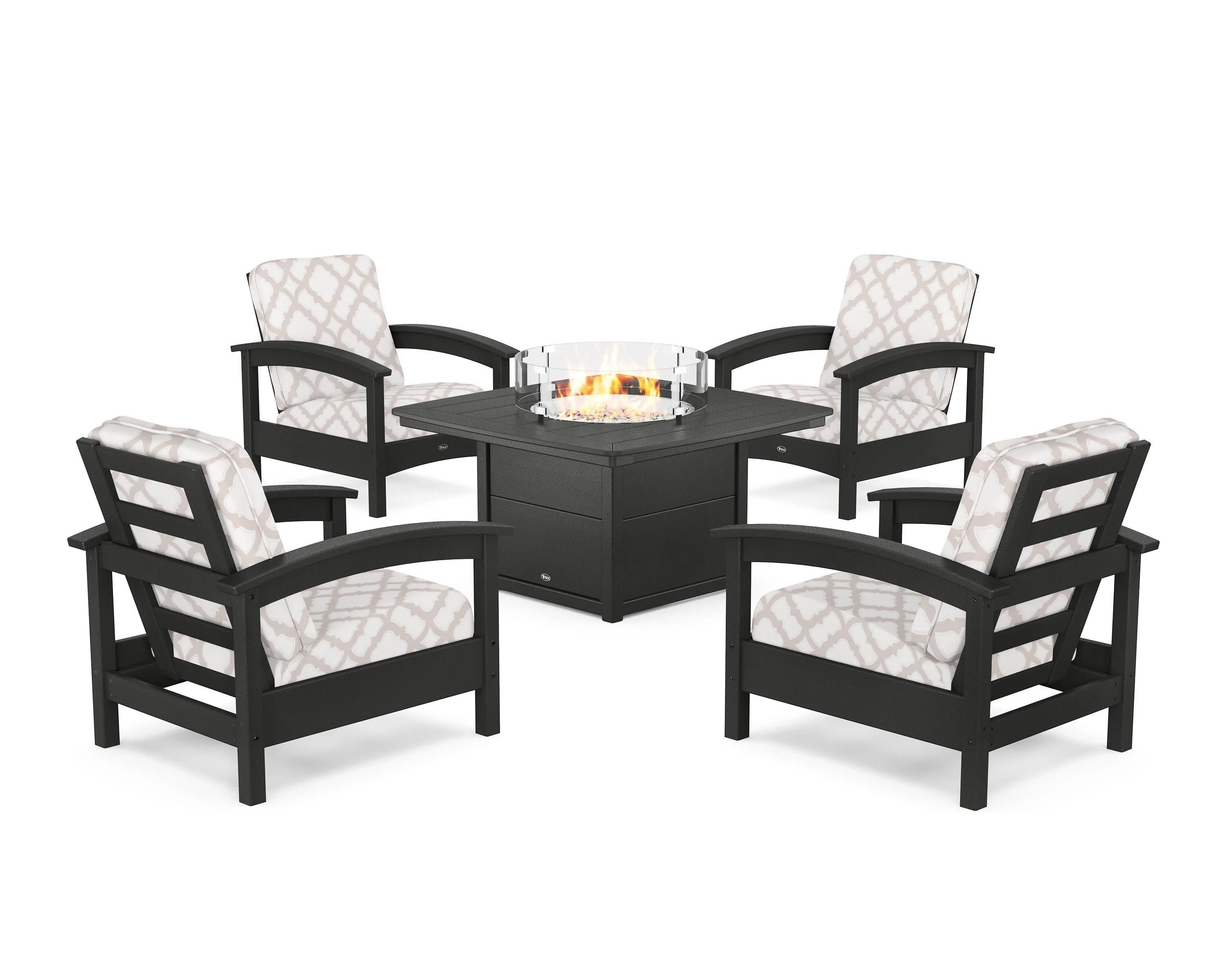 Rockport 5-Piece Deep Seating Set with Yacht Club Fire Pit Table