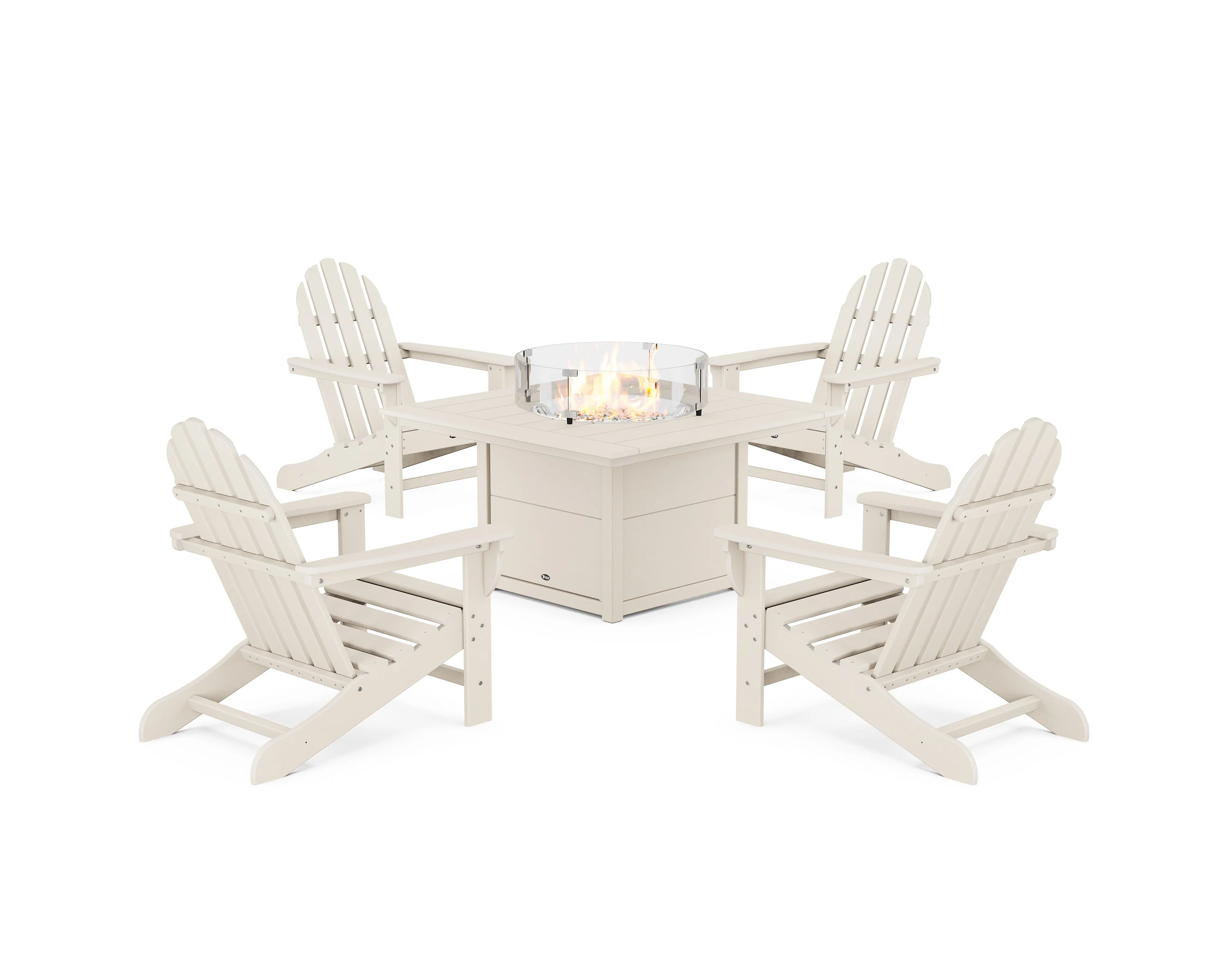 Cape Cod Adirondack 5-Piece Set with Square Fire Pit Table