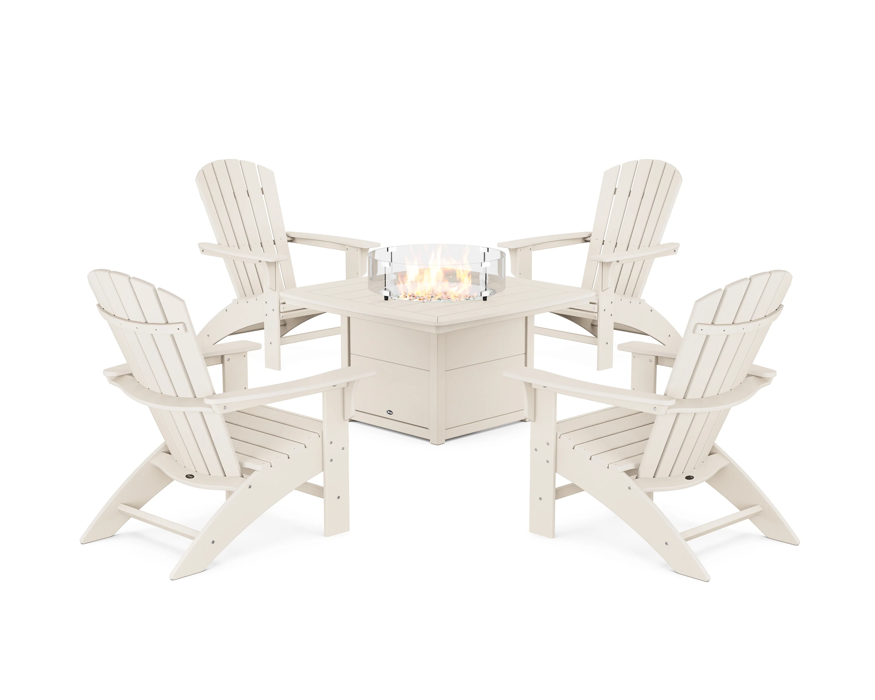 Yacht Club Adirondack 5-Piece Set with Fire Pit Table