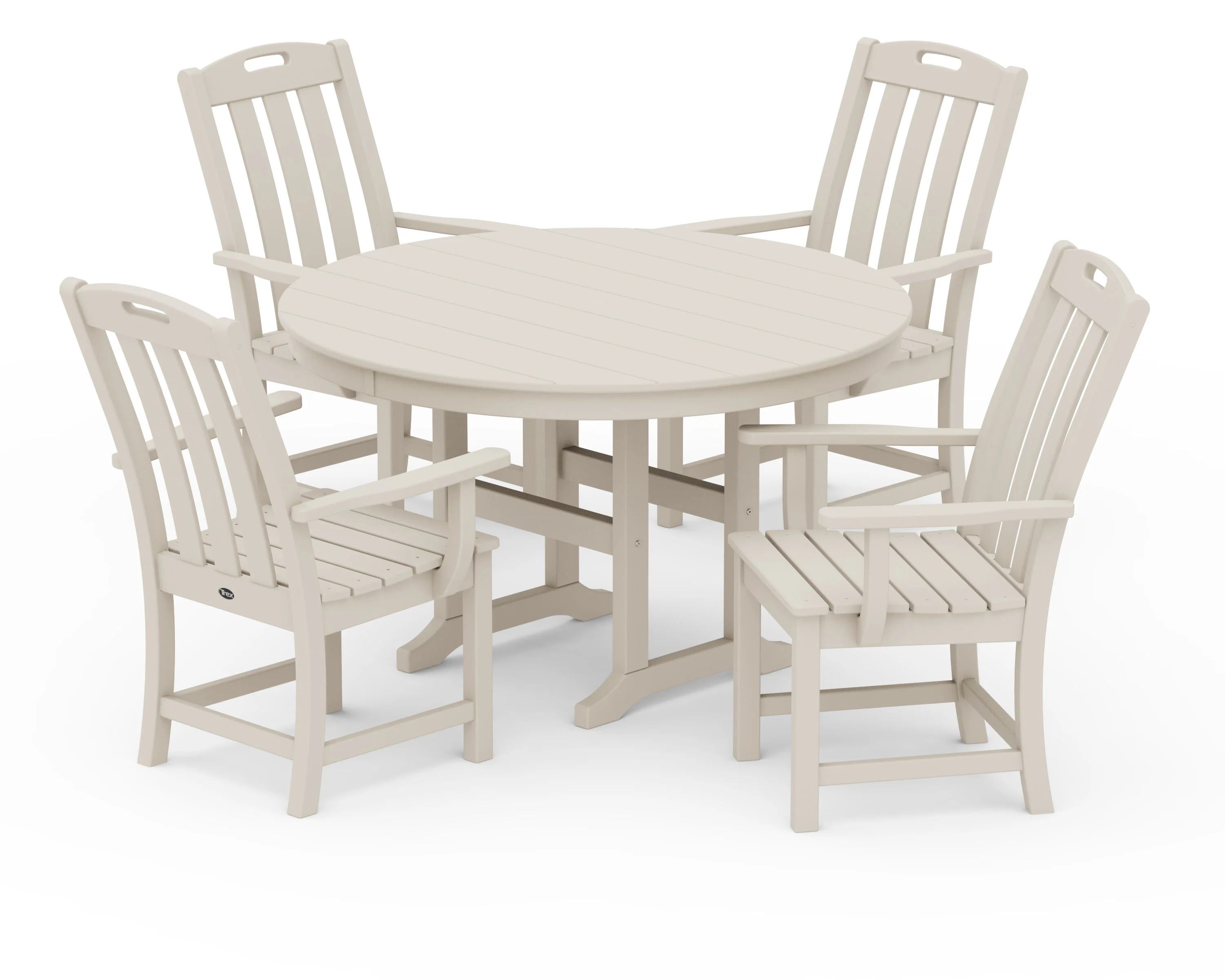 Yacht Club 5-Piece Round Arm Chair Dining Set