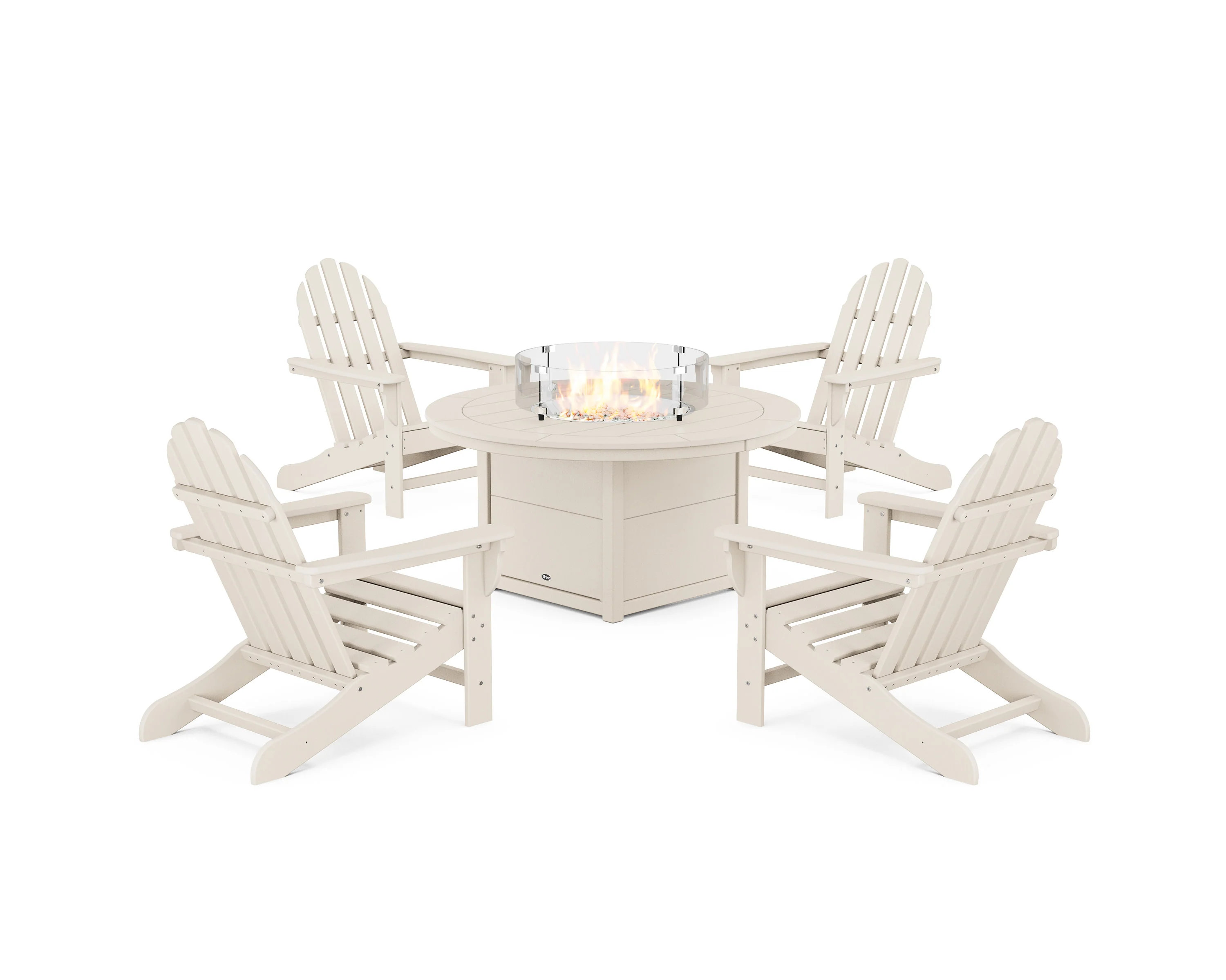 Cape Cod Adirondack 5-Piece Set with Round Fire Pit Table