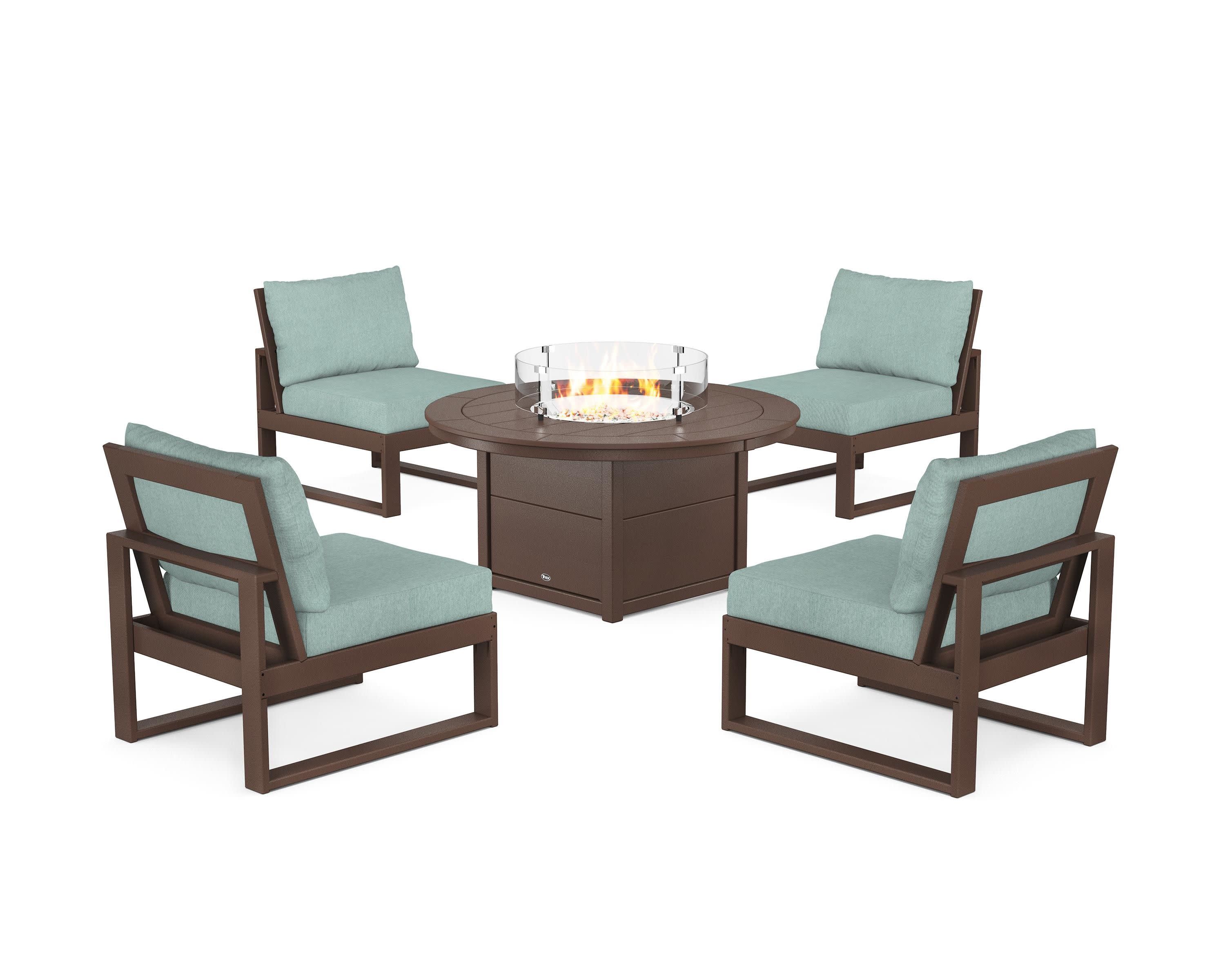 Eastport Modular 5-Piece Deep Seating Set with Round Fire Pit Table