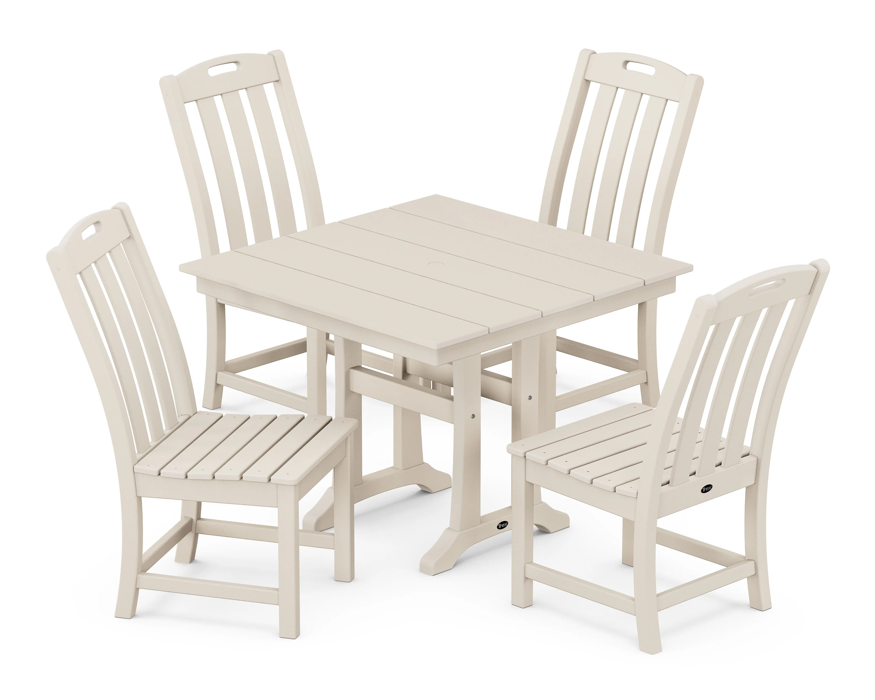 Yacht Club 5-Piece Farmhouse Trestle Side Chair Dining Set