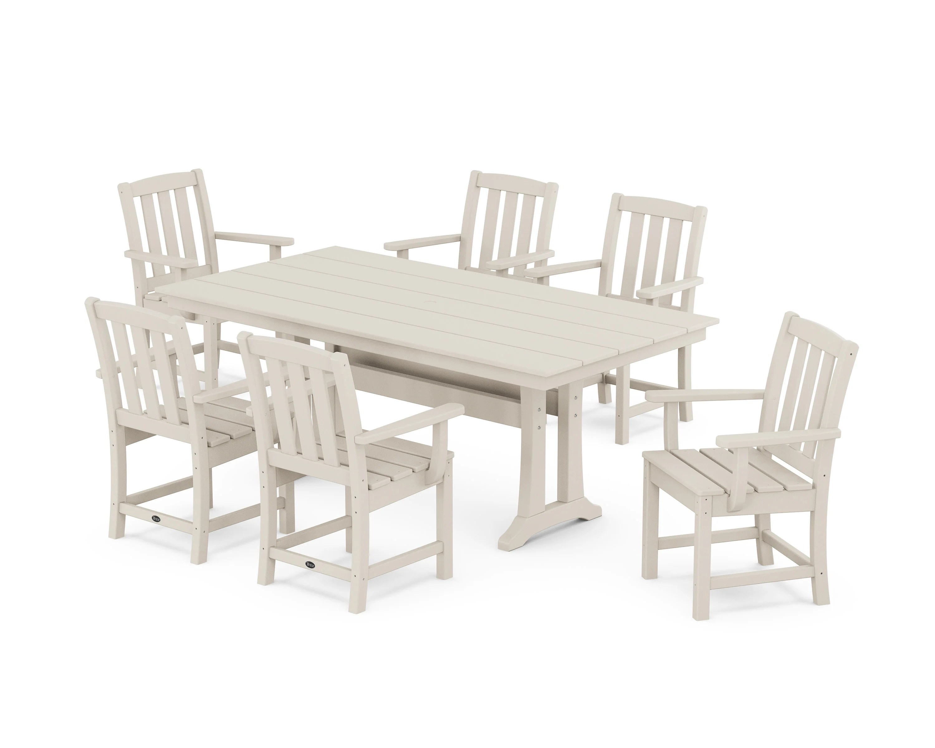 Cape Cod Arm Chair 7-Piece Farmhouse Dining Set with Trestle Legs